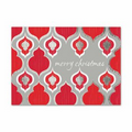 Christmas Ikat Greeting Card - Silver Lined White Fastick Envelope